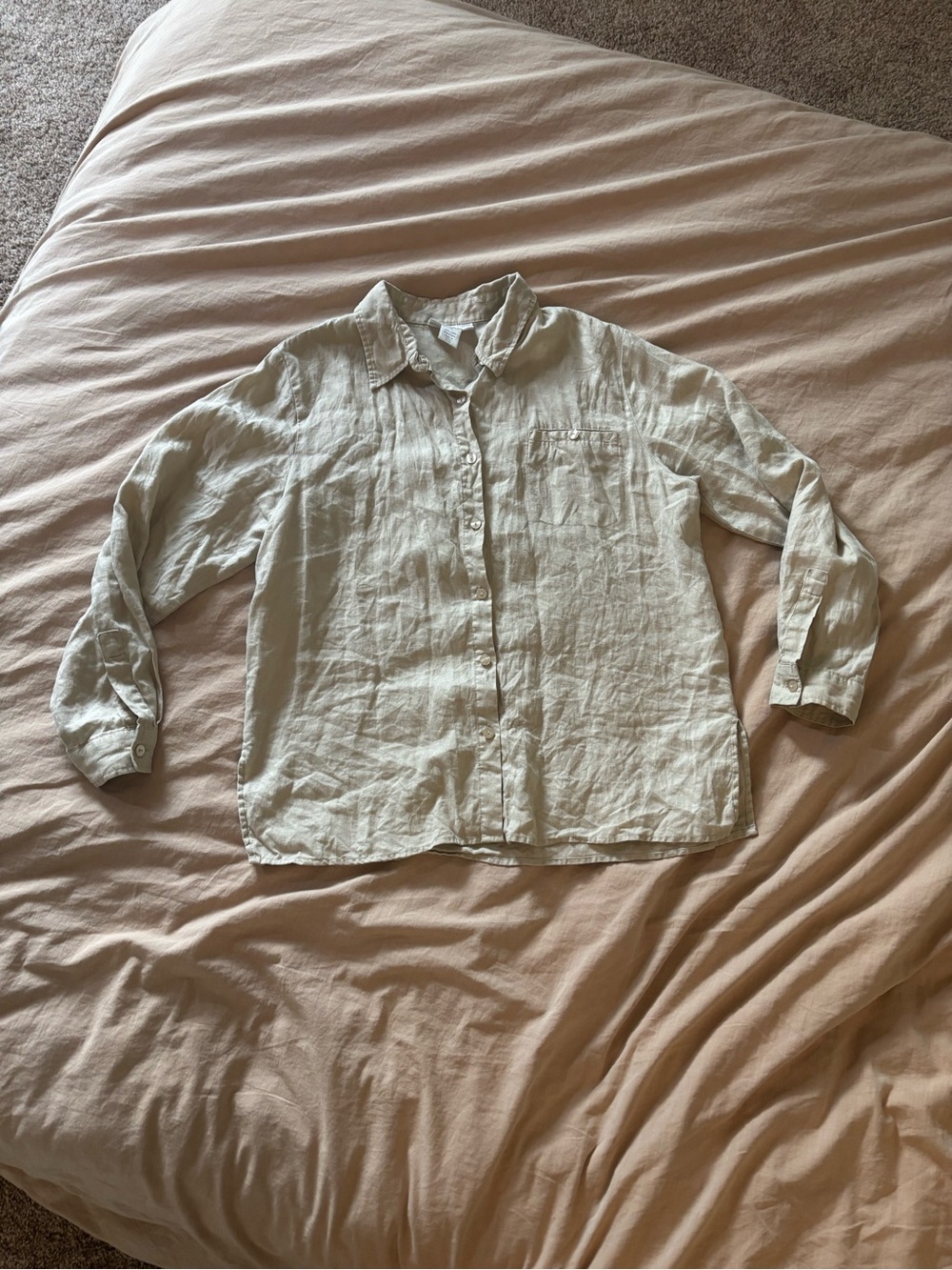 Lightweight Cream Button-Down Linen Shirt
